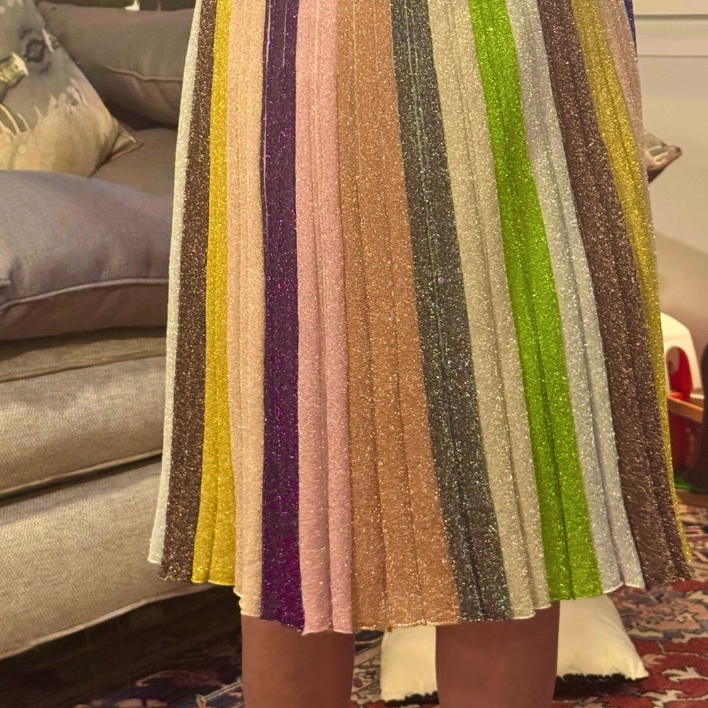missoni glittery multicolor stripe midi skirt 48 XL a line flowy colorful fun - Picture 10 of 15